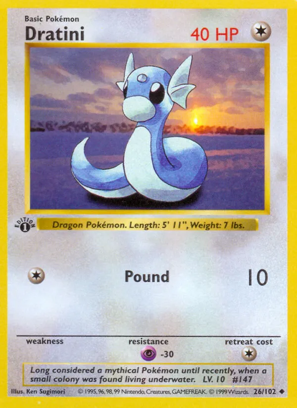 1999 Base Dratini Uncommon #026/102 Uncommon card image