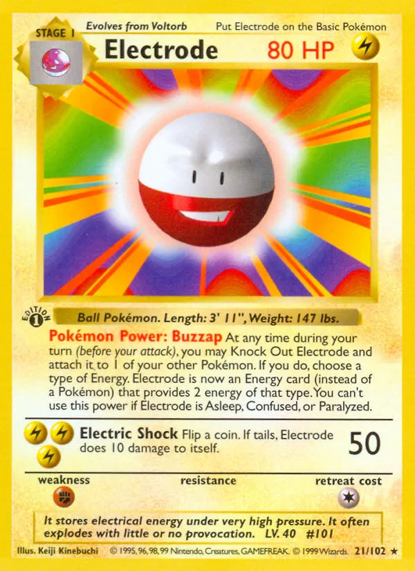 1999 Base Electrode Rare #021/102 Rare card image