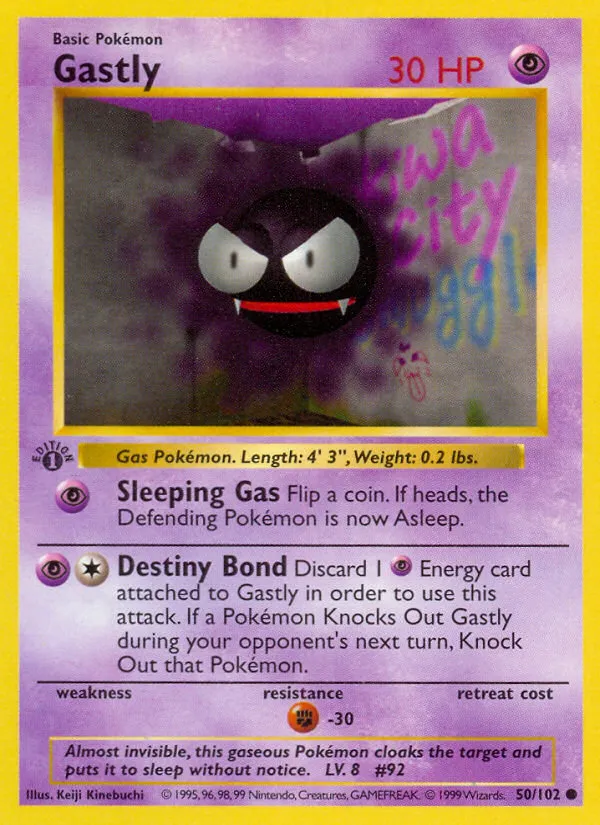 1999 Base Gastly Common #050/102 Common card image