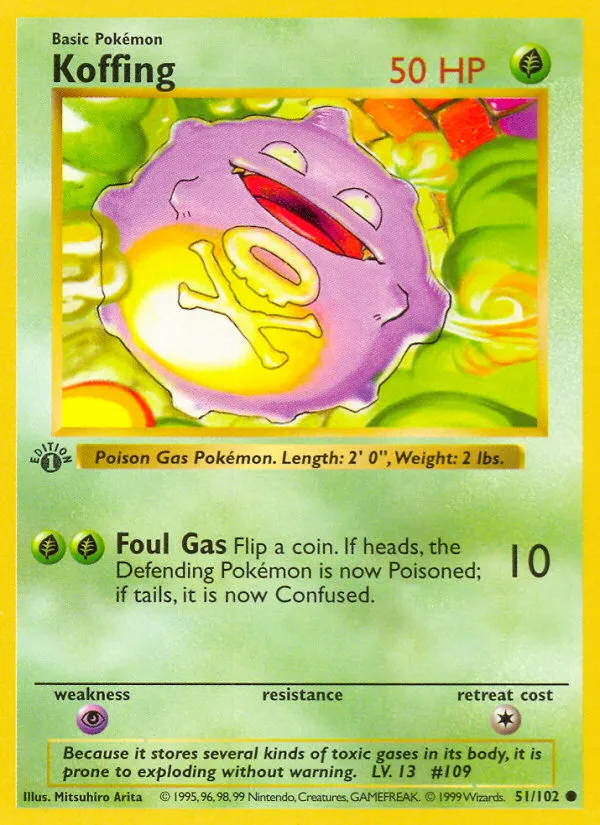 1999 Base Koffing Common #051/102 Common card image