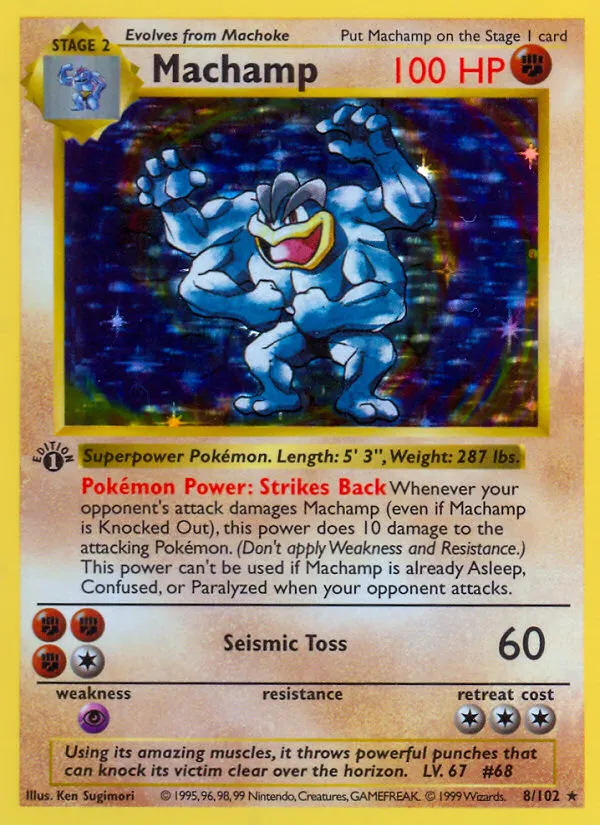 1999 Base Machamp Rare Holo #008/102 Rare Holo card image
