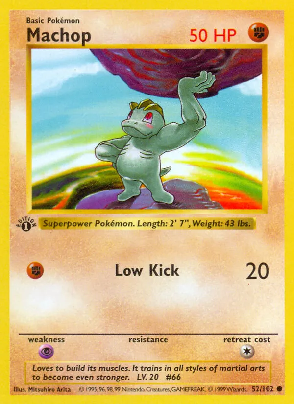 1999 Base Machop Common #052/102 Common card image