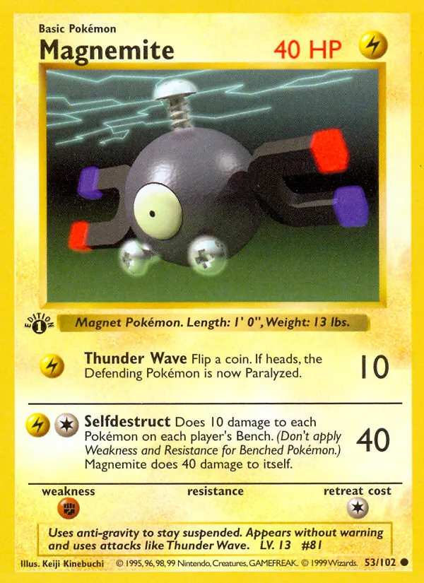 1999 Base Magnemite #053/102 Common card image