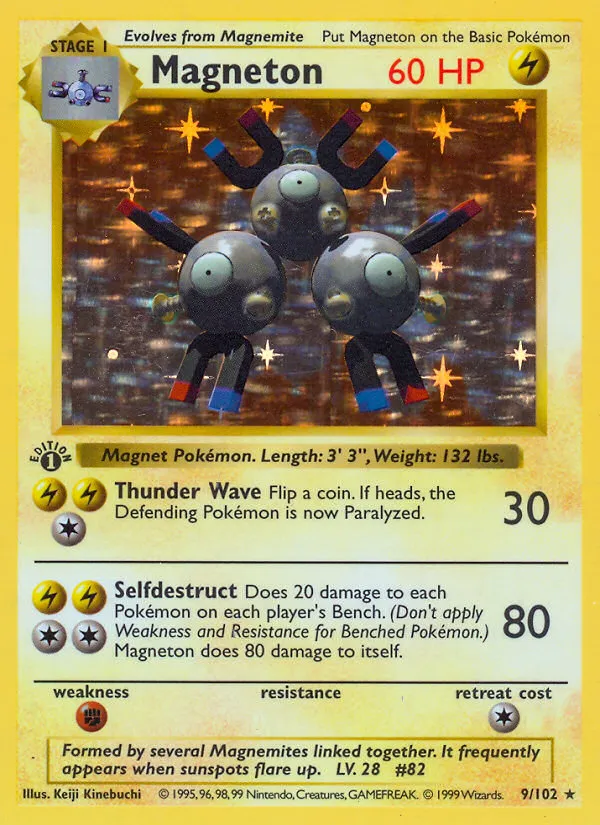 1999 Base Magneton Rare Holo #009/102 Rare Holo card image
