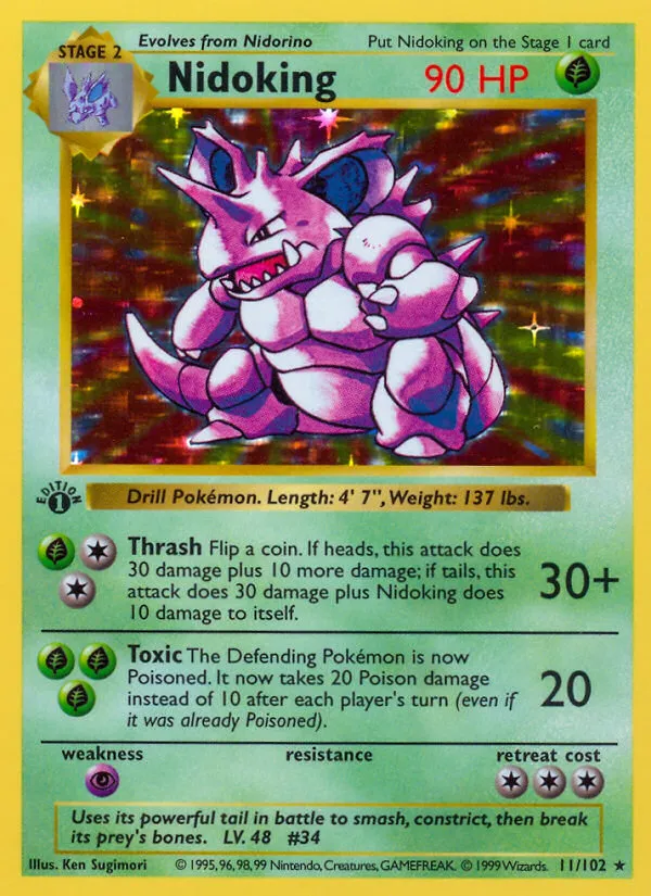 1999 Base Nidoking Rare Holo #011/102 Rare Holo card image