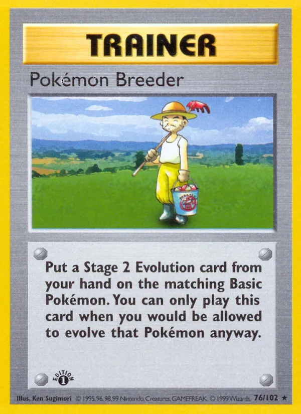 1999 Base Pokémon Breeder #076/102 Rare card image