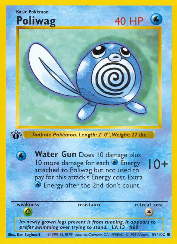 1999 Base Poliwag Common #059/102 Common card image