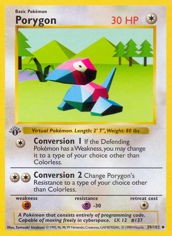 1999 Base Porygon Uncommon #039/102 Uncommon card image