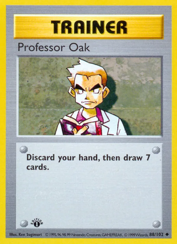 1999 Base Professor Oak Uncommon #088/102 Uncommon card image