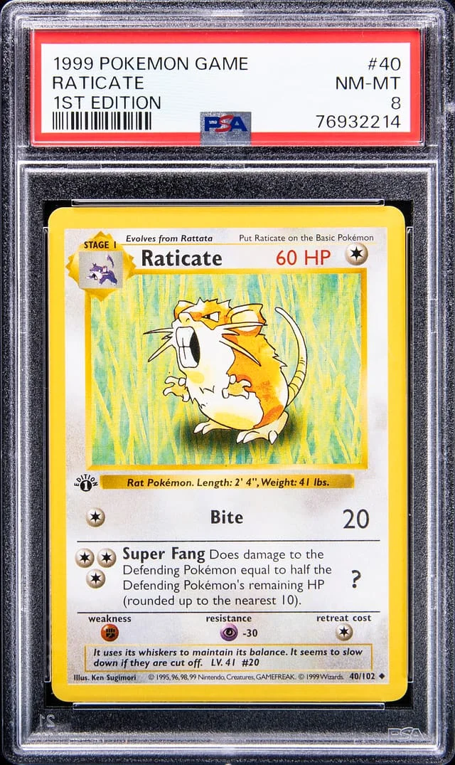 1999 Base Set Raticate #40 Unlisted card image