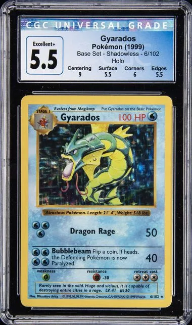 1999 Base Set Shadowless Rare Holofoil Gyarados #6 card image