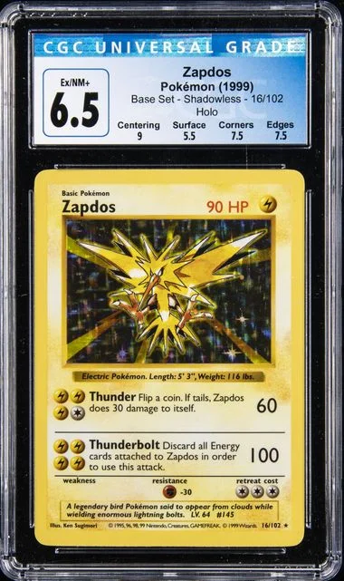 1999 Base Set Shawdowless Holo Zapdos #16 card image