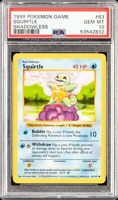 1999 Base Set Squirtle #63 Unlisted card image
