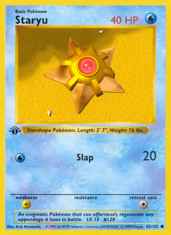 1999 Base Staryu Common #065/102 Common card image