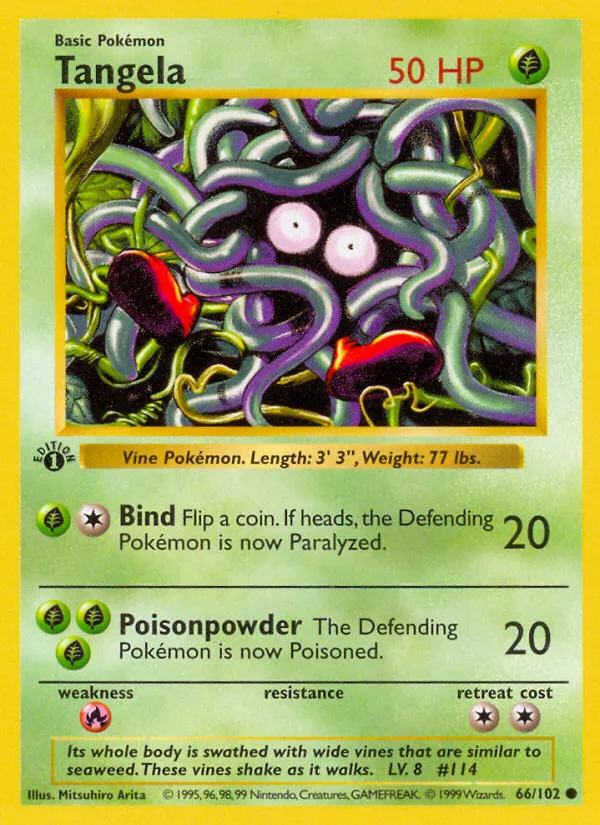 1999 Base Tangela Common #066/102 Common card image