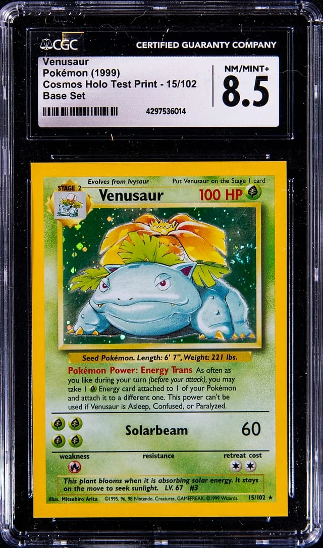 1999 Base Venusaur Cosmos Holo Test Print #102 card image