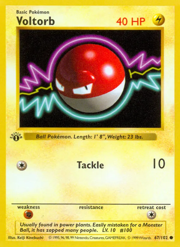 1999 Base Voltorb Common #067/102 Common card image