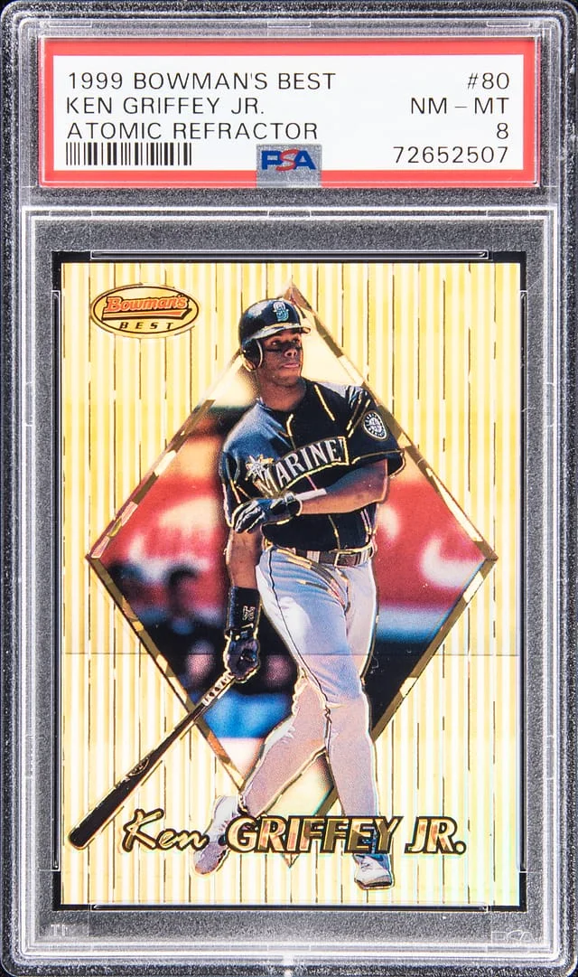 1999 Bowman Best Ken Griffey Jr. Atomic Refractor #80 card image