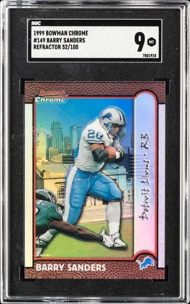 1999 Bowman Chrome Barry Sanders Gold Refractor #149 card image