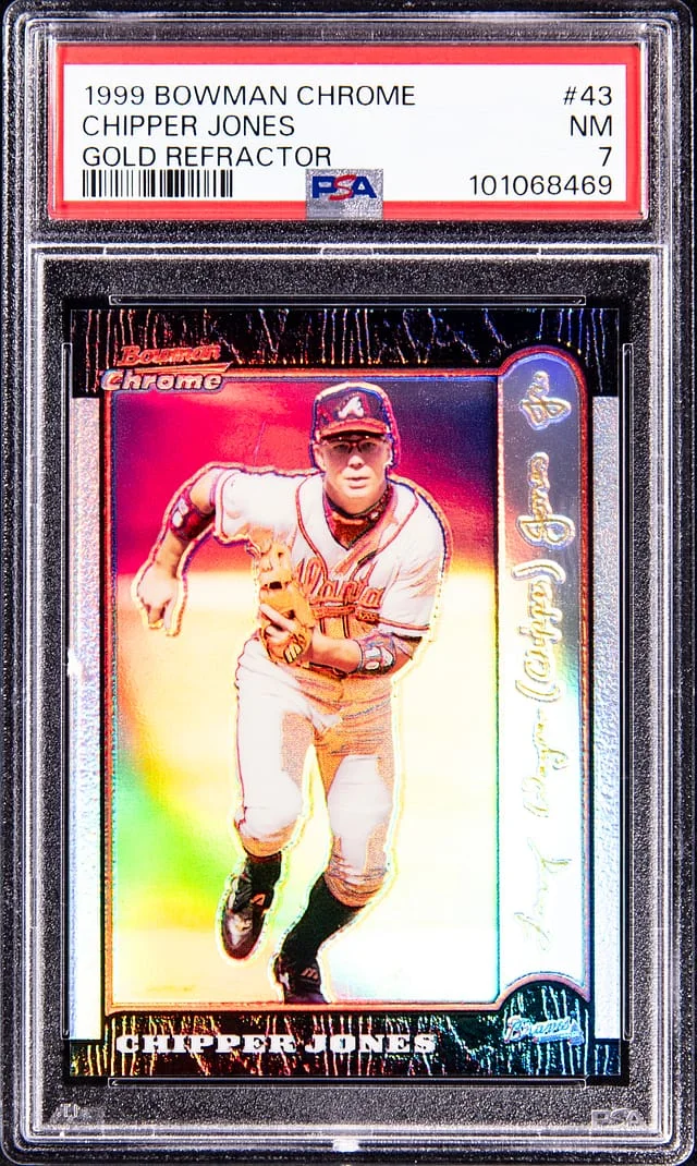 1999 Bowman Chrome Chipper Jones Gold Refractor #43 card image