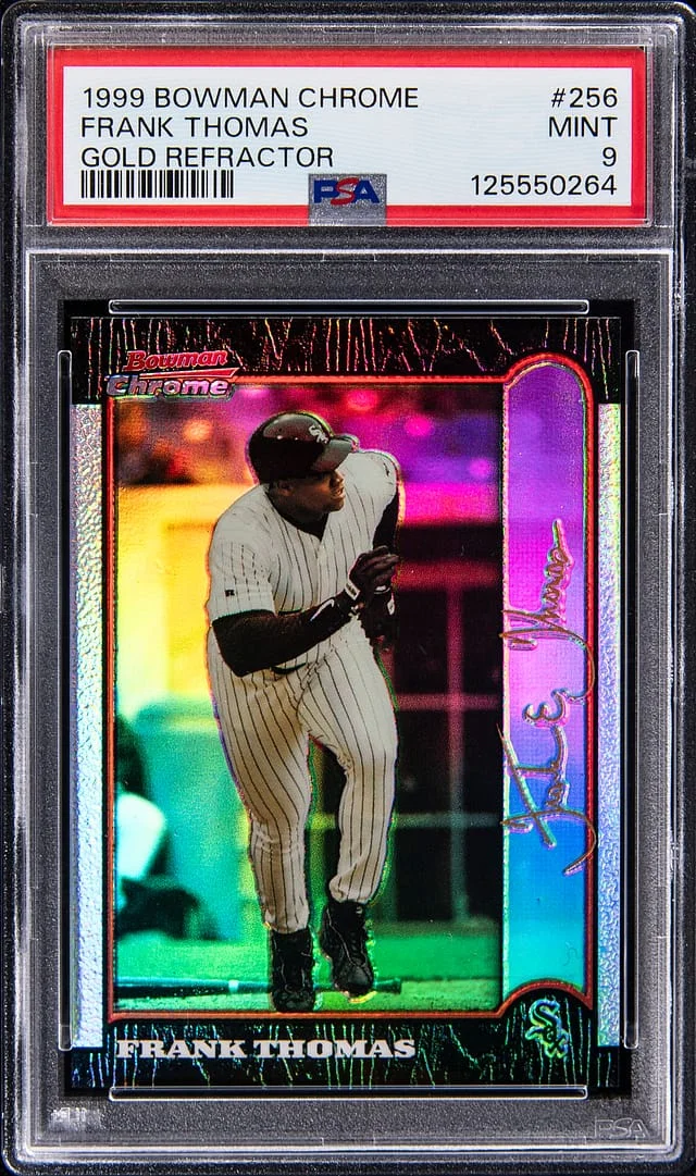 1999 Bowman Chrome Frank Thomas Gold Refractor #256 card image