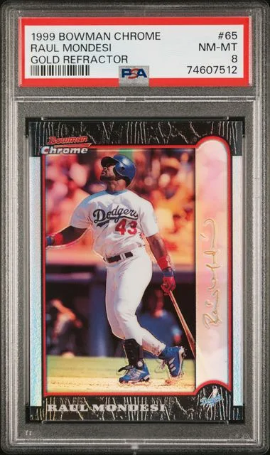 1999 Bowman Chrome Raul Mondesi Gold Refractor #65 card image