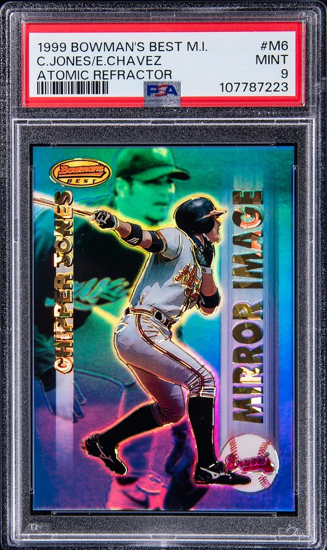 1999 Bowman's Best Chipper Jones/Eric Chavez Mirror Image Atomic Refractor #M6 card image
