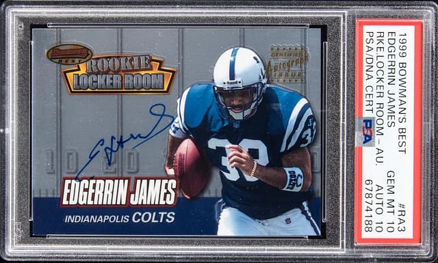 1999 Bowman's Best Edgerrin James Locker Room #RA3 card image