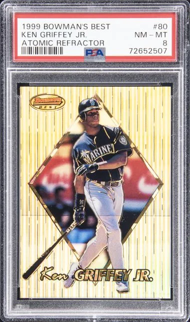 1999 Bowman's Best Ken Griffey Jr. Atomic Refractor #80 card image