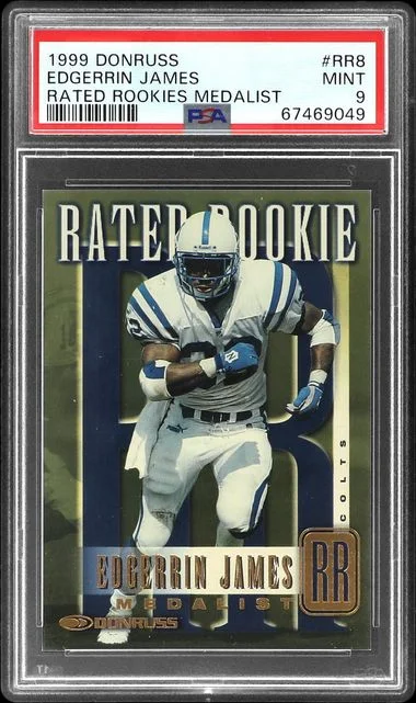 1999 Donruss Edgerrin James Rated Rookies Medalist #RR8 card image