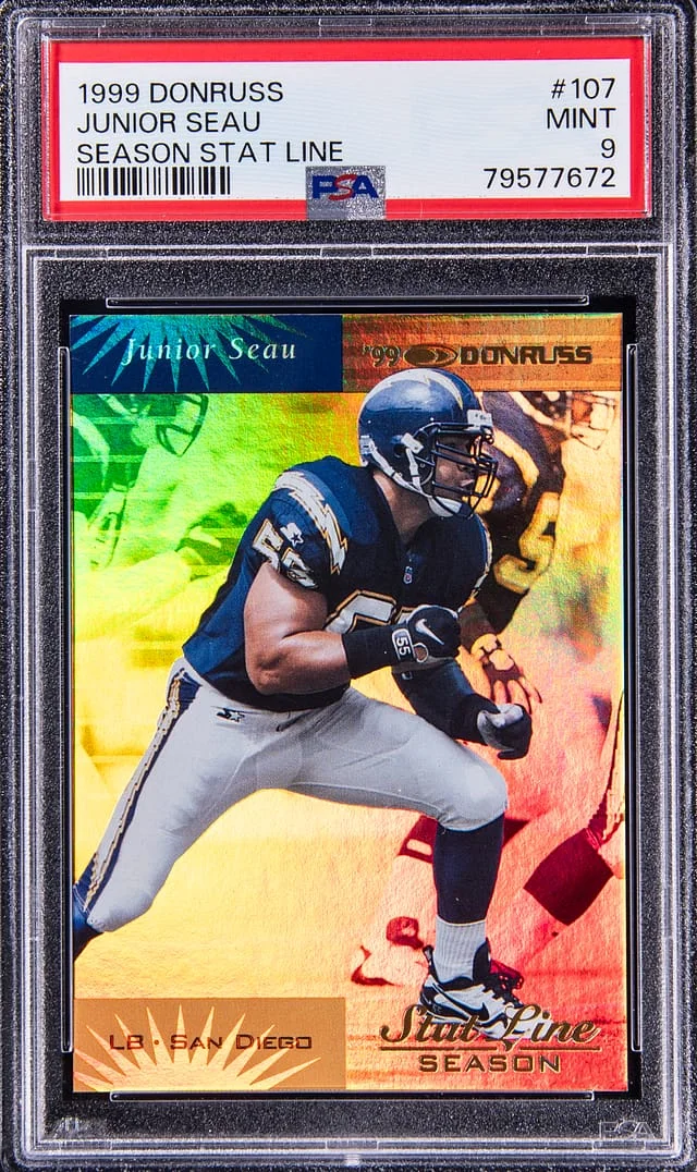 1999 Donruss Junior Seau Season Stat Line #107 card image