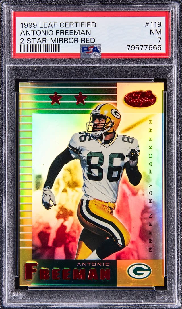 1999 Donruss Leaf Antonio Freeman Certified 2 Star Mirror Red #119 card image