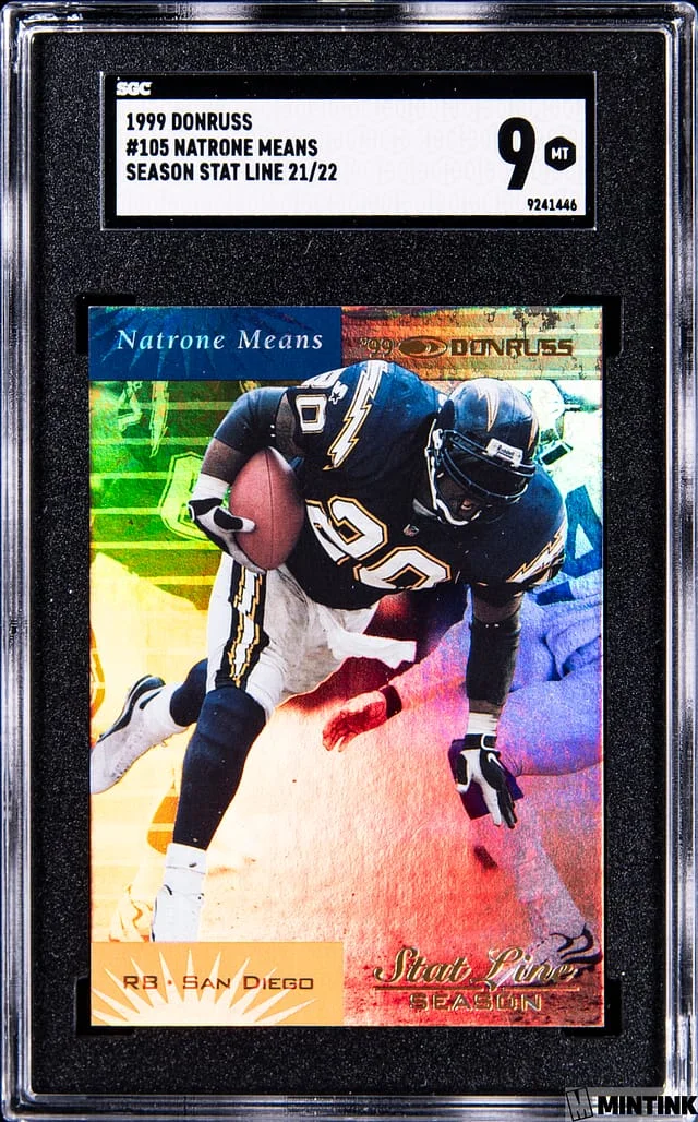 1999 Donruss Natrone Means Season Stat Line #105 card image