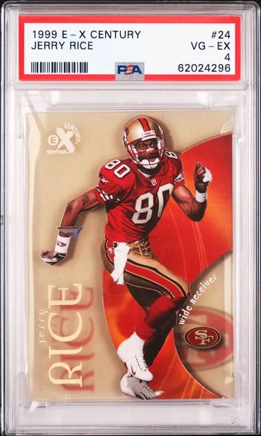 1999 E-X Jerry Rice Century #24 card image