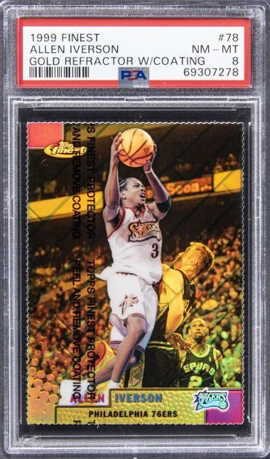 1999 Finest Allen Iverson Gold Refractor W/Coating #78 card image