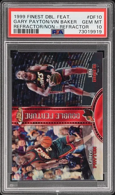 1999 Finest Gary Payton/Vin Baker Double Feature Refractor/Non-Refractor #Df10 card image