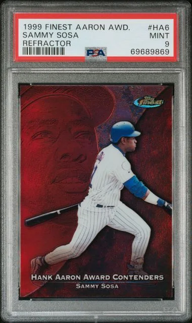 1999 Finest Sammy Sosa Aaron Award Refractor #HA6 card image