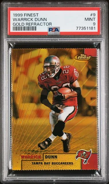 1999 Finest Warrick Dunn Gold Refractor #9 card image