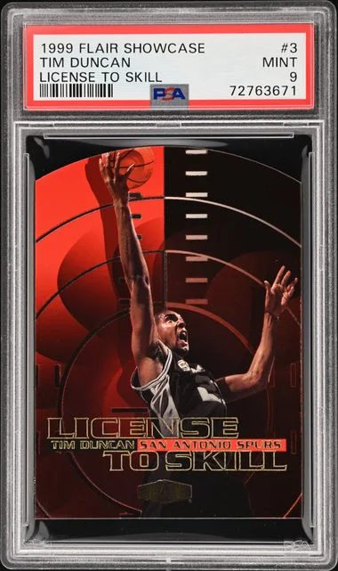 1999 Flair Showcase Skill License To Skill 3 Tim Duncan #2 card image