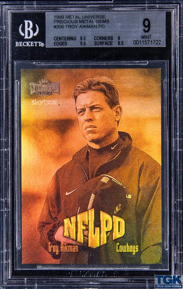 1999 Fleer Metal Universe Troy Aikman NFLPD Precious Metal Gems #206 card image