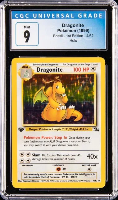 1999 Fossil Dragonite 1st Edition #462 card image