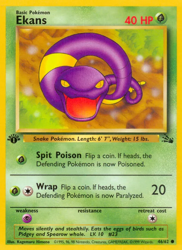 1999 Fossil Ekans Common #46/62 Common card image