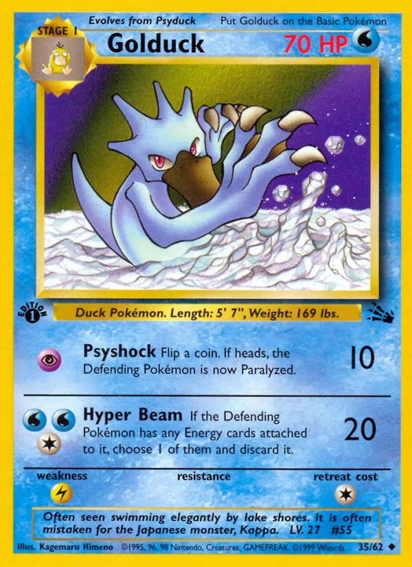 1999 Fossil Golduck Uncommon #35/62 Uncommon card image