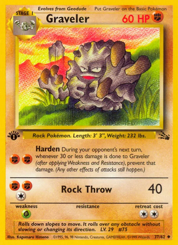 1999 Fossil Graveler Uncommon #37/62 Uncommon card image
