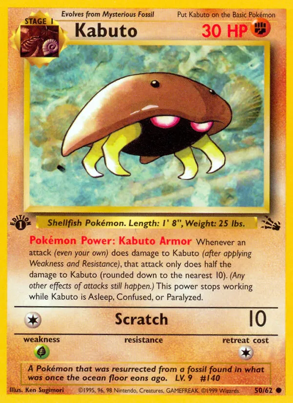 1999 Fossil Kabuto Common #50/62 Common card image