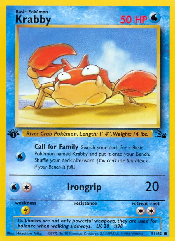 1999 Fossil Krabby Common #51/62 Common card image