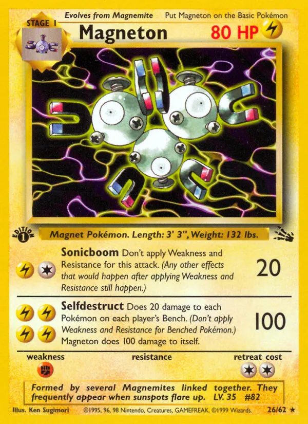 1999 Fossil Magneton #26/62 Rare card image