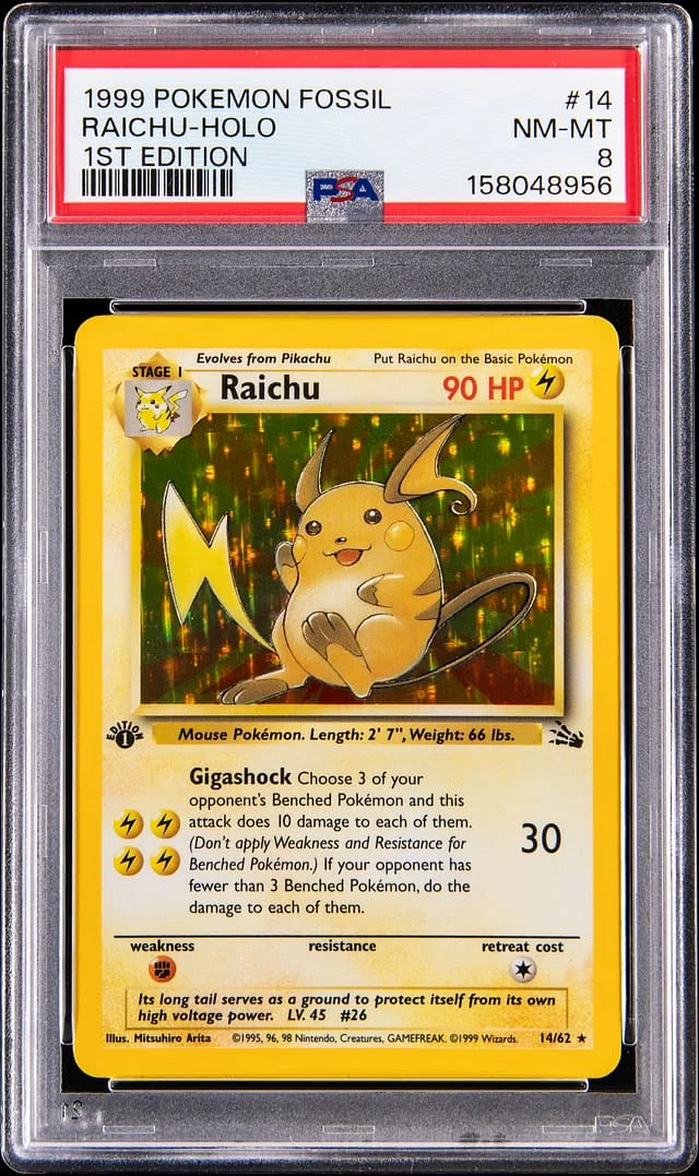 1999 Fossil Raichu 1st Edition Holo #13 card image