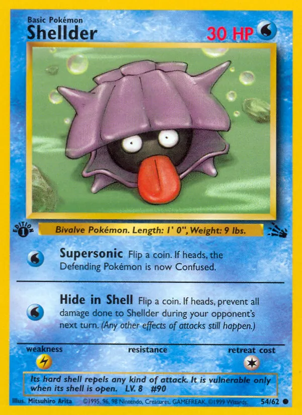1999 Fossil Shellder Common #54/62 Common card image