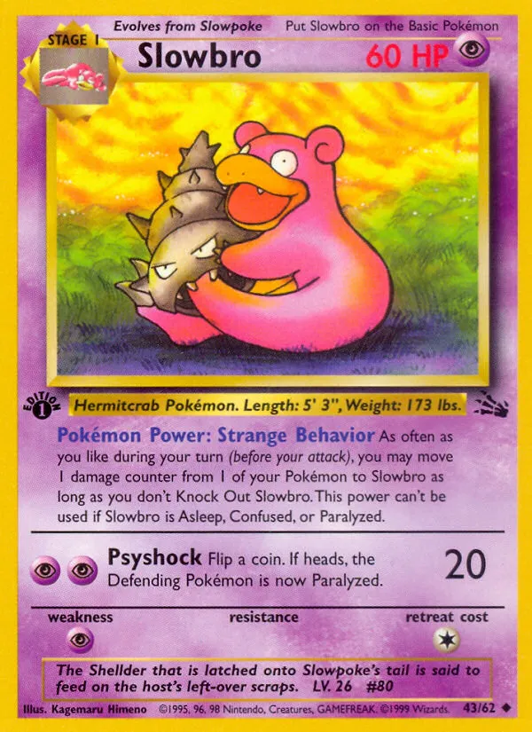 1999 Fossil Slowbro Uncommon #43/62 Uncommon card image